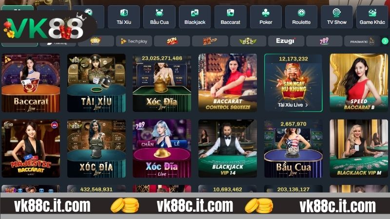 Live Casino VK88 - Địa Chỉ Cược Đẳng Cấp Nhiều Siêu Phẩm Các siêu phẩm tại Live casino VK88