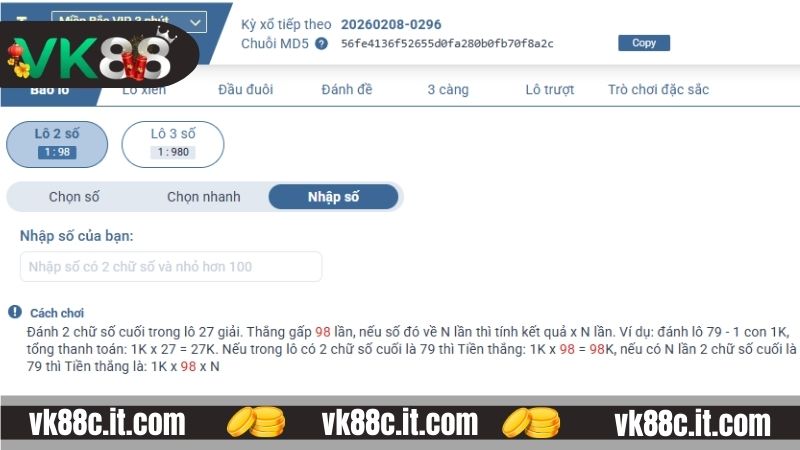 Ưu điểm của xổ số siêu tốc VK88
