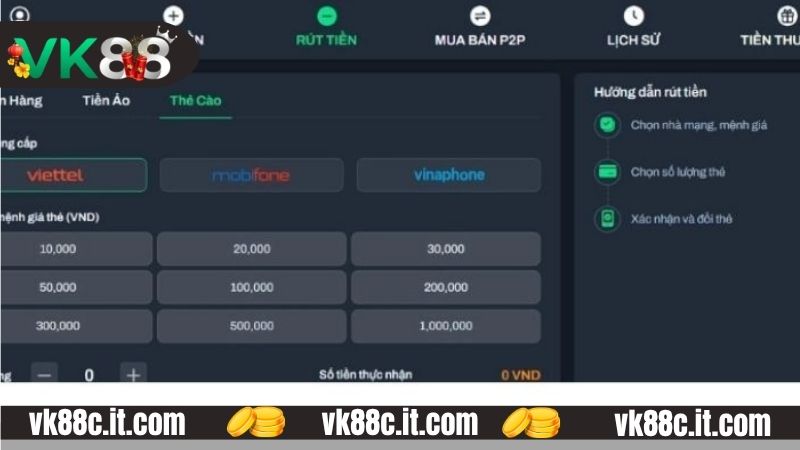 Hướng dẫn rút tiền VK88 nhanh chóng, an toàn